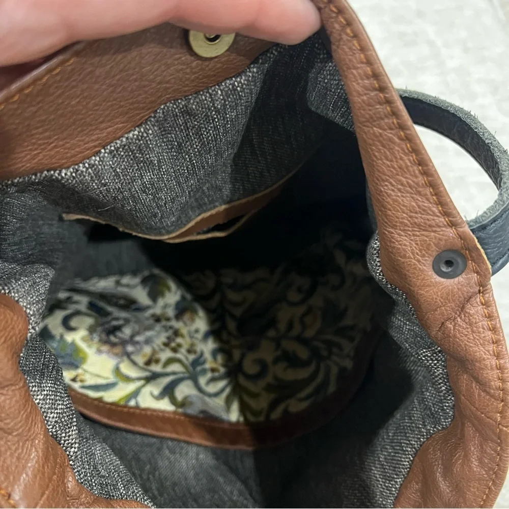Handmade Brown‎ Leather Tote Bag with Black Tassel